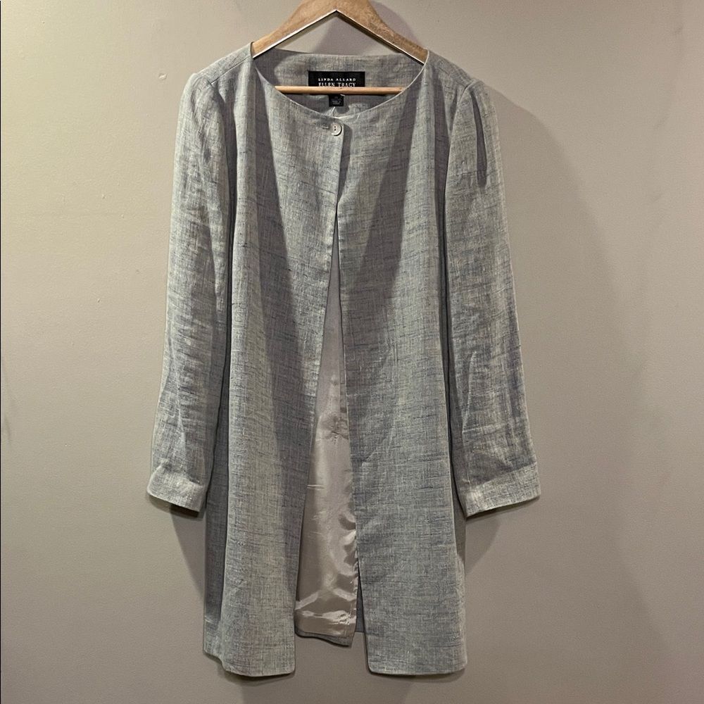 Linda Allard for Ellen Tracy Classic Chic Linen Open Blazer Size 12